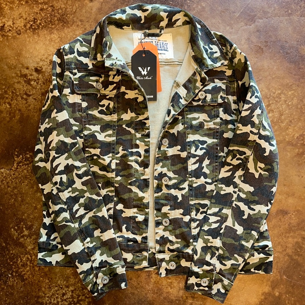 White Mark Green Army Jean Jacket